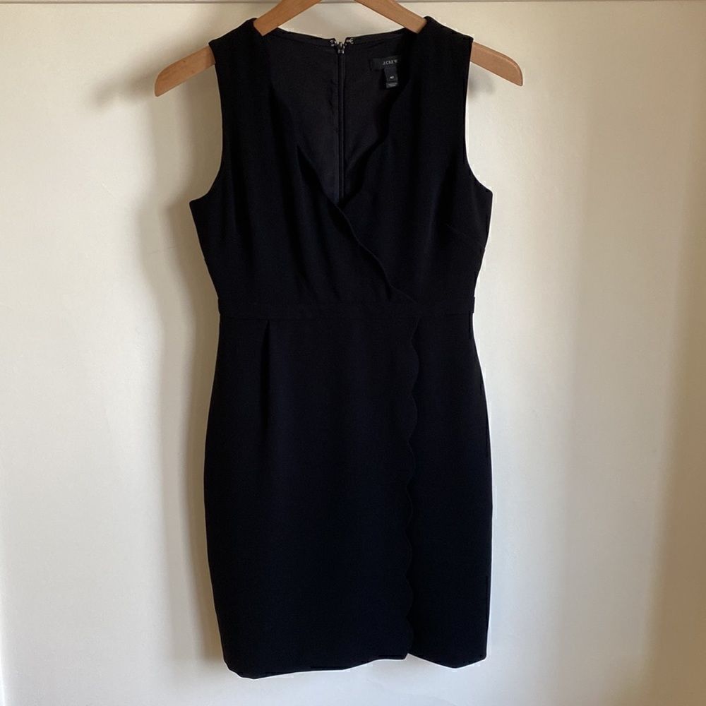 J CREW Scalloped Faux Wrap Sleeveless Sheath Dress    - Picture 2 of 11